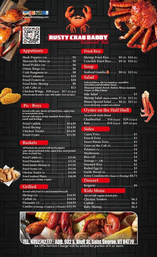 Crab clearance daddy menu