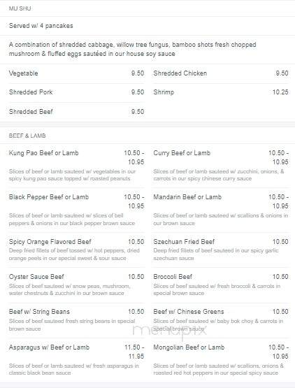 Yan's Restaurant - Orinda, CA menu_pic