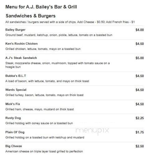 AJ Bailey's - Bay City, MI menu_pic