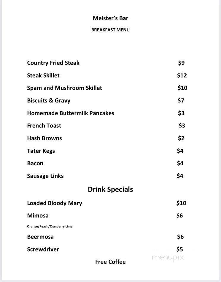 Meister's Bar & Grill - Phillips, WI menu_pic