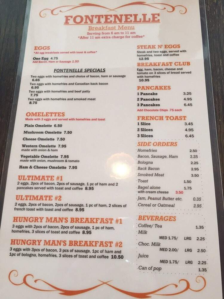 Fontenelle Restaurant - Vanier, ON menu_pic