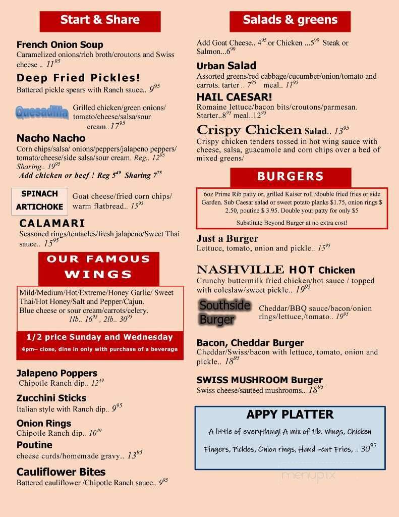 Southside Bar and Grill - Ottawa, ON menu_pic