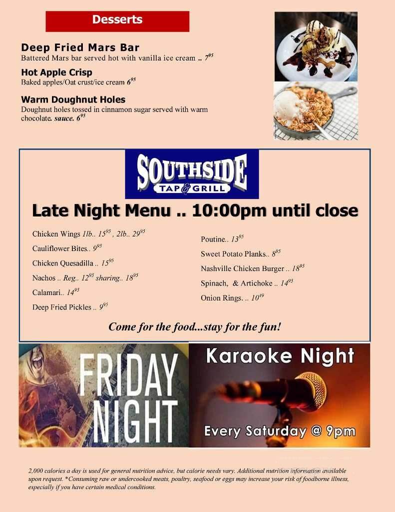 Southside Bar and Grill - Ottawa, ON menu_pic
