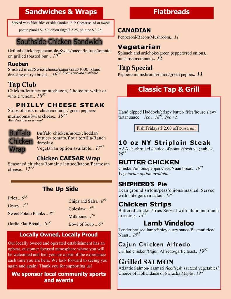Southside Bar and Grill - Ottawa, ON menu_pic