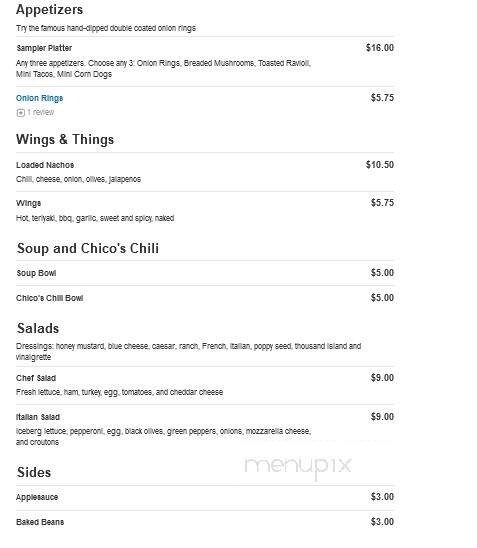 Chico's Lounge - Wood River, IL menu_pic