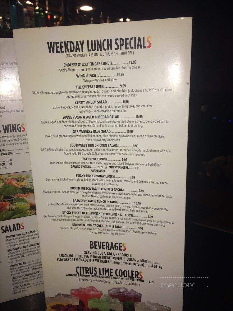 Wingers - Elko, NV menu_pic