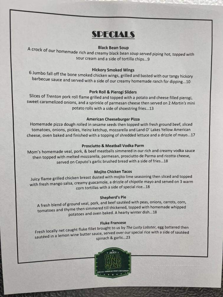 Jack's Goal Line Stand - Long Branch, NJ menu_pic