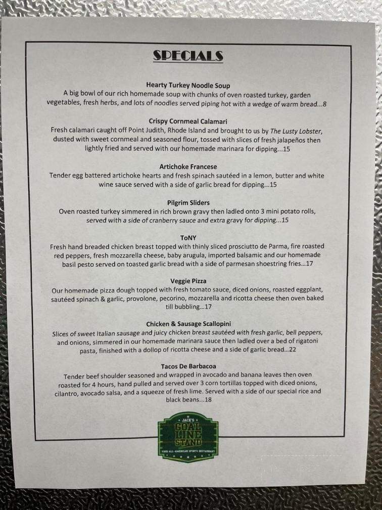 Jack's Goal Line Stand - Long Branch, NJ menu_pic