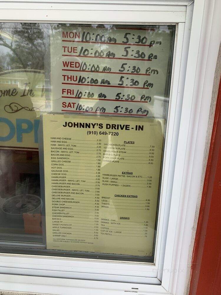 Johnny's Sandwich Shop - Fair Bluff, NC menu_pic