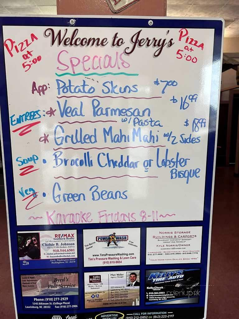 Jerry's - Laurinburg, NC menu_pic