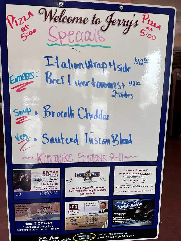 Jerry's - Laurinburg, NC menu_pic