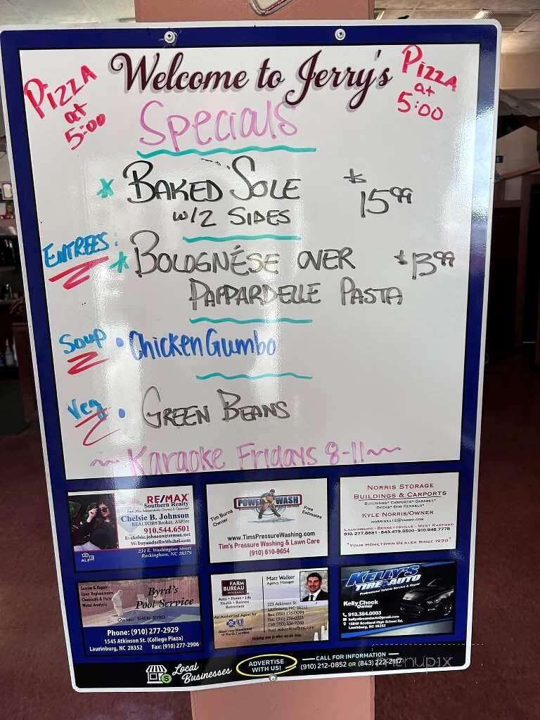 Jerry's - Laurinburg, NC menu_pic