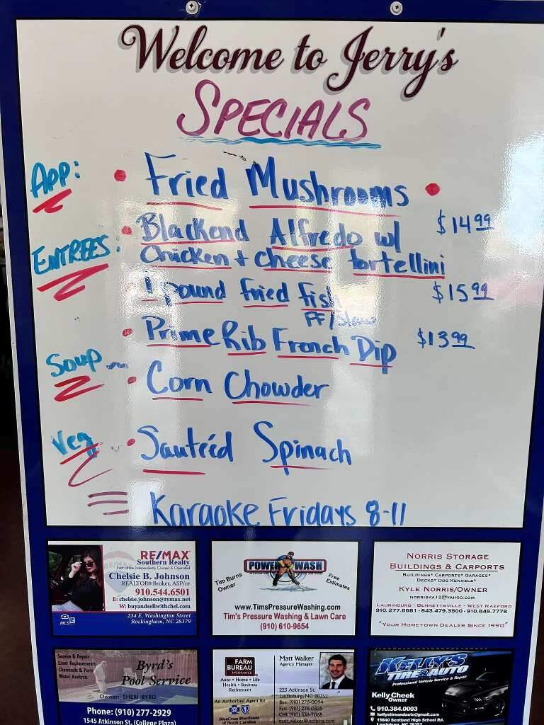 Jerry's - Laurinburg, NC menu_pic