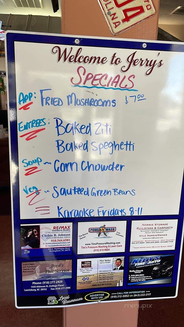 Jerry's - Laurinburg, NC menu_pic