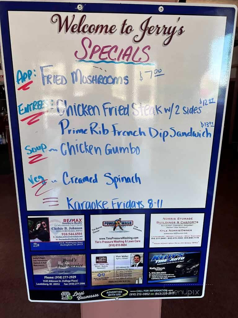Jerry's - Laurinburg, NC menu_pic