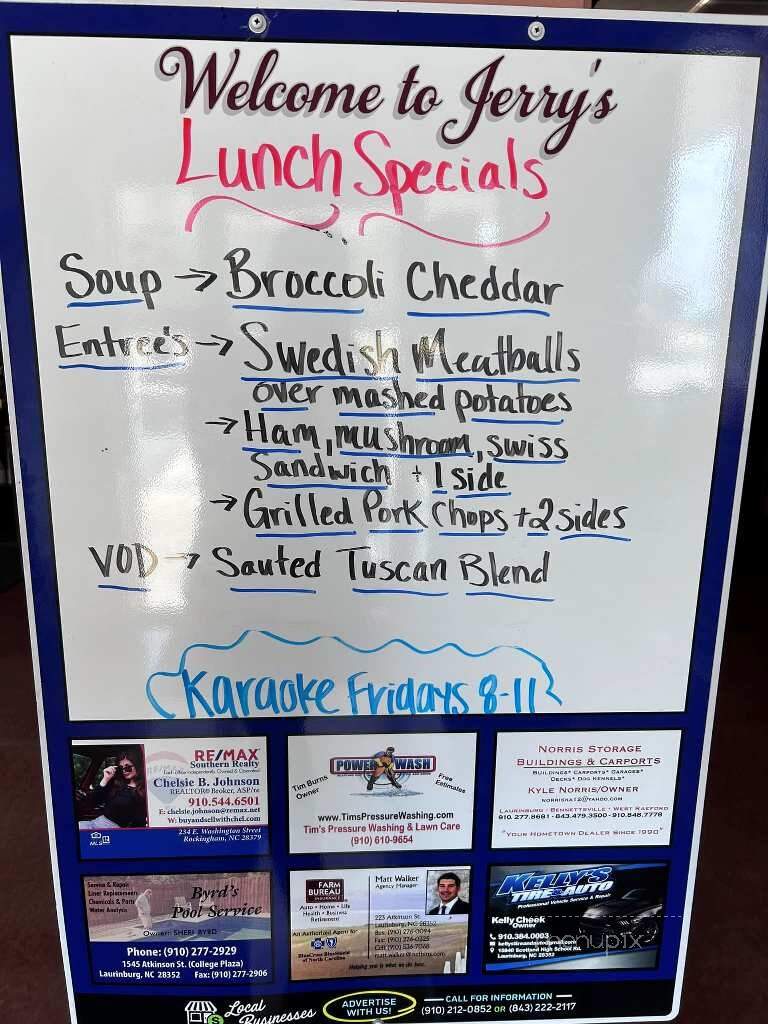 Jerry's - Laurinburg, NC menu_pic