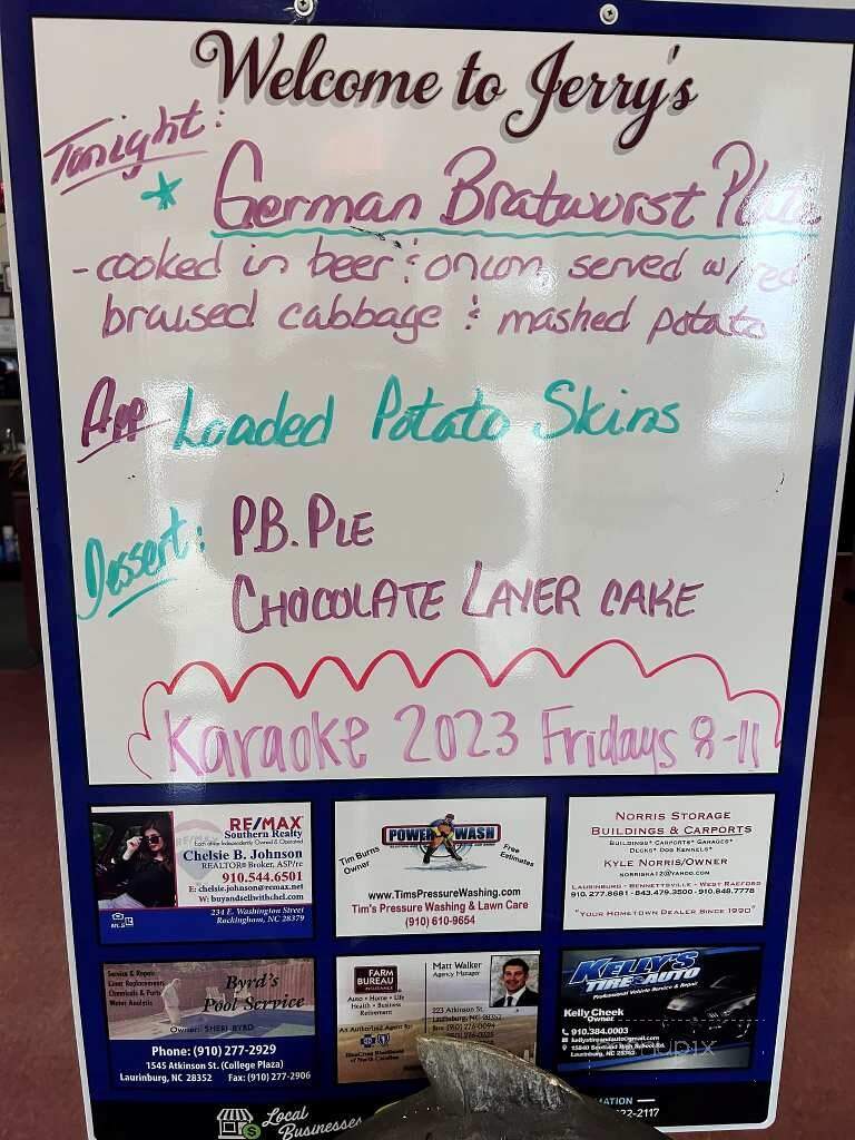 Jerry's - Laurinburg, NC menu_pic