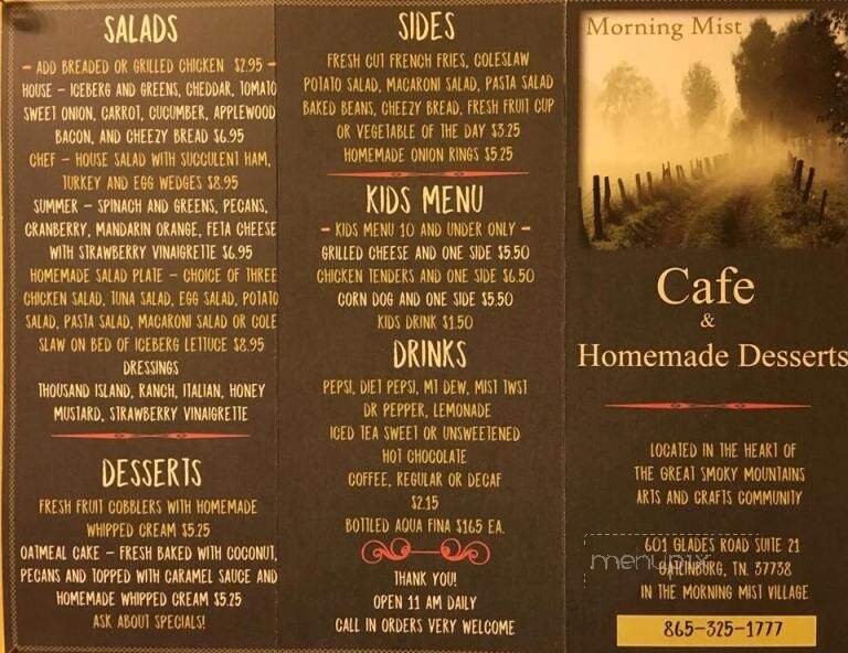 Morning Mist Cafe - Gatlinburg, TN menu_pic