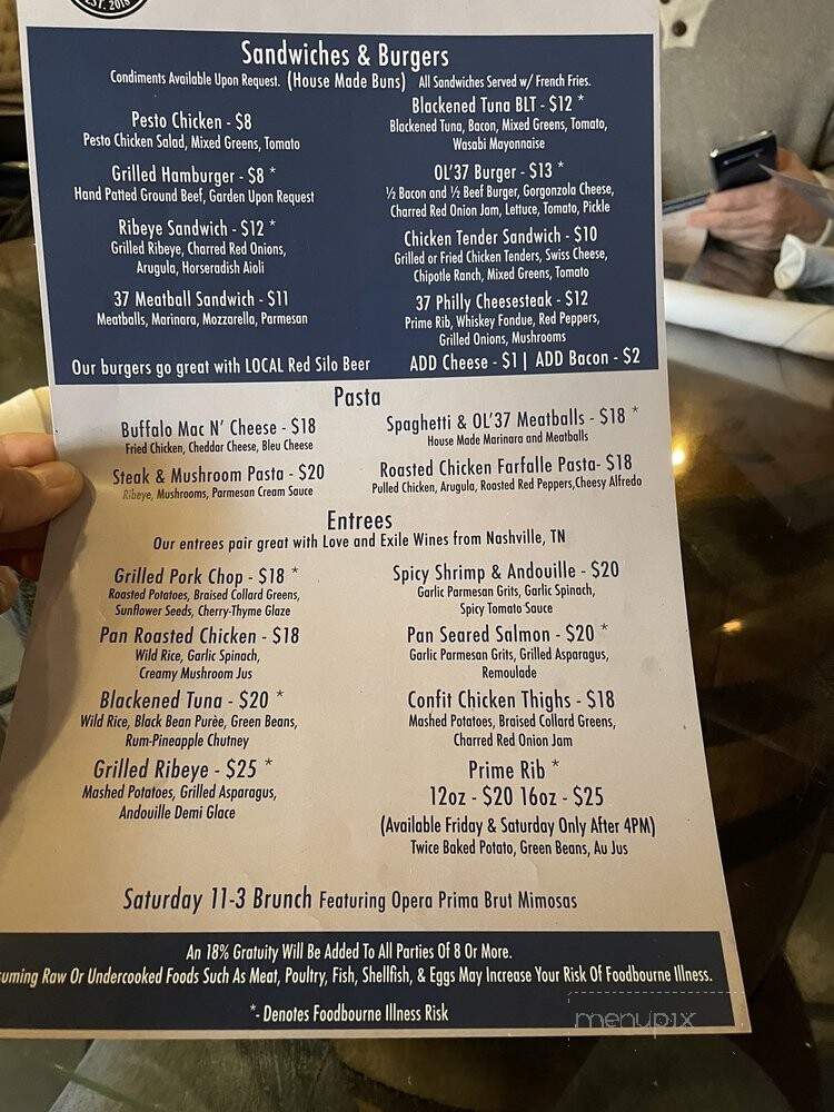 37 Cedar Restaurant & Bar - Cookeville, TN menu_pic