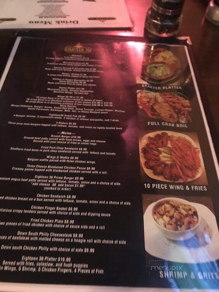 Eighteen 36 Restaurant & Lounge - Fort Valley, GA menu_pic