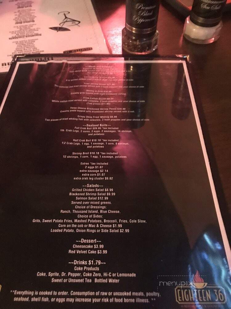 Eighteen 36 Restaurant & Lounge - Fort Valley, GA menu_pic