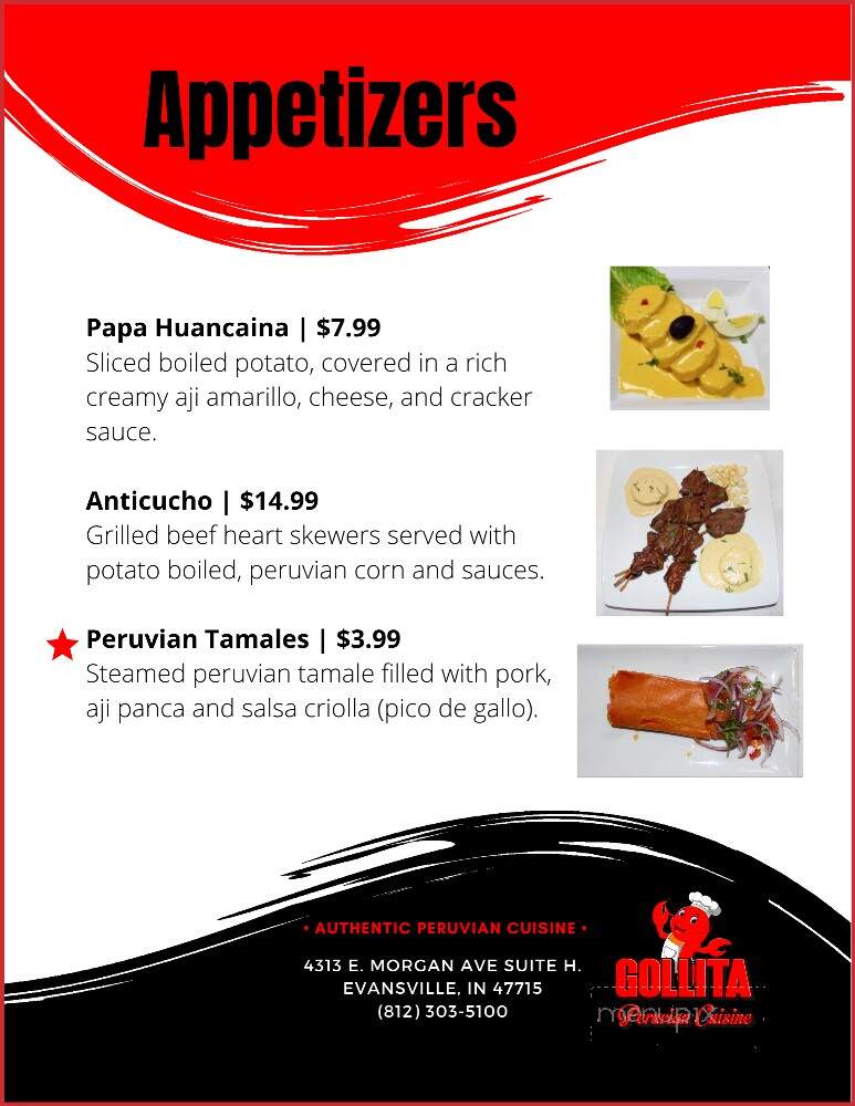 Gollita Peruvian Cuisine - Evansville, IN menu_pic