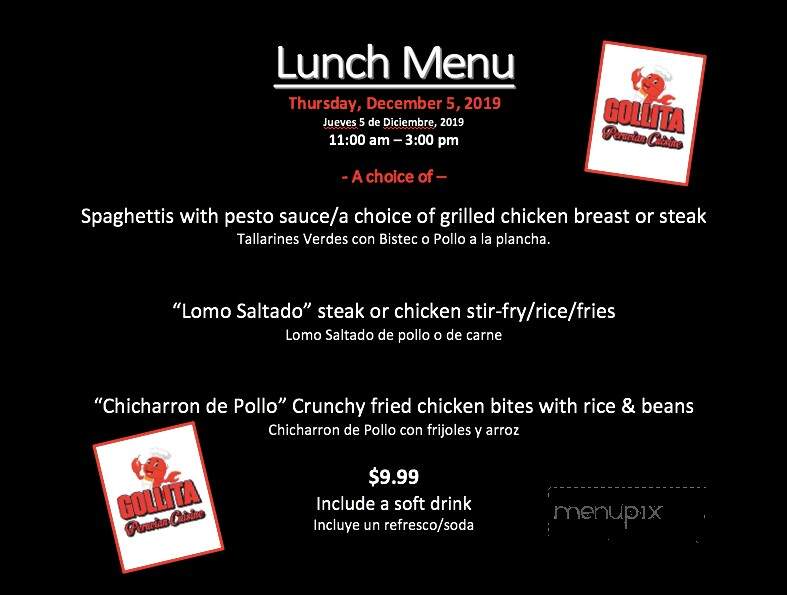 Gollita Peruvian Cuisine - Evansville, IN menu_pic