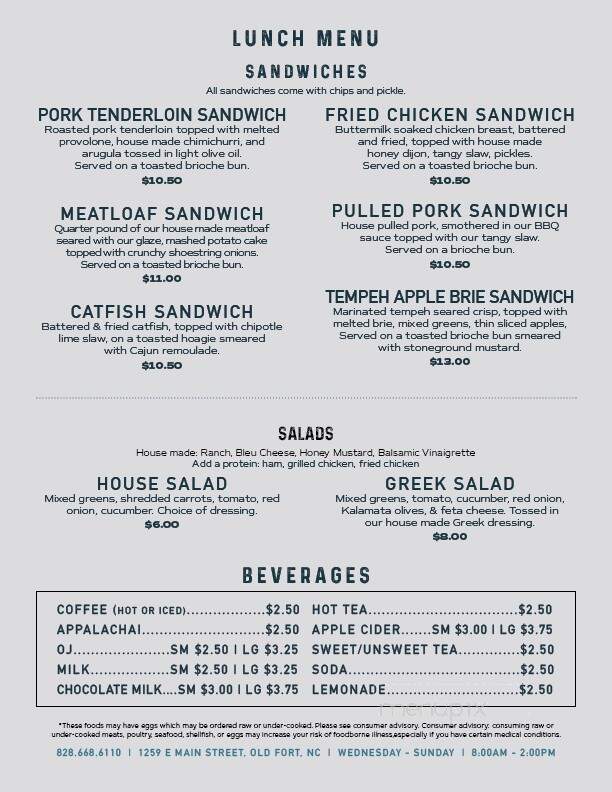 Headwaters Kitchen - Old Fort, NC menu_pic