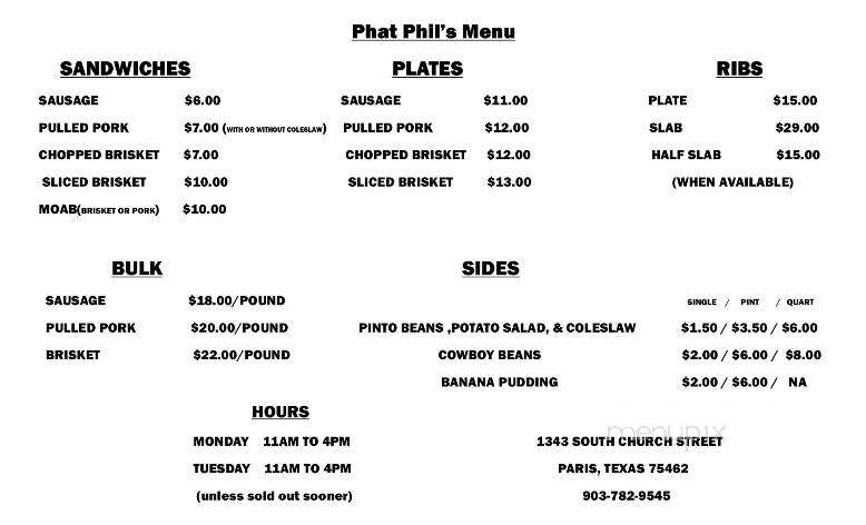 Phat Phil's BBQ - Paris, TX