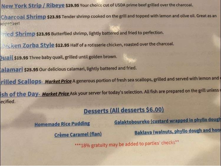 Zorba's Bar & Grill - Baltimore, MD menu_pic