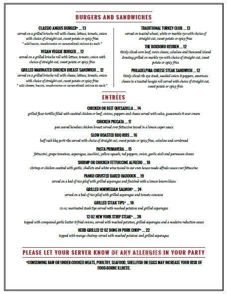 Westford Regency Inn - Westford, MA menu_pic