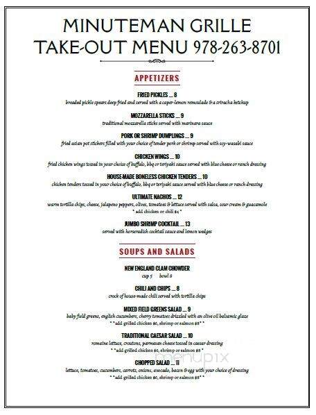 Westford Regency Inn - Westford, MA menu_pic