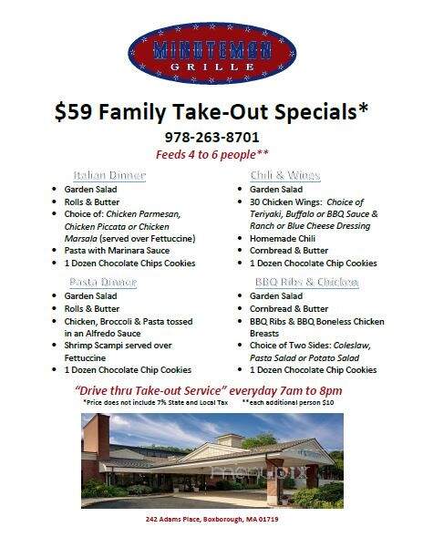 Westford Regency Inn - Westford, MA menu_pic