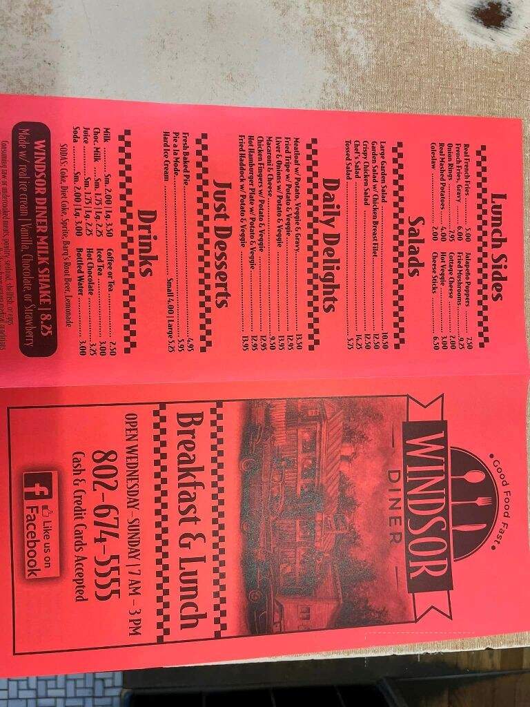 Dan's Windsor Diner - Windsor, VT menu_pic