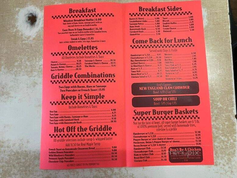 Dan's Windsor Diner - Windsor, VT menu_pic