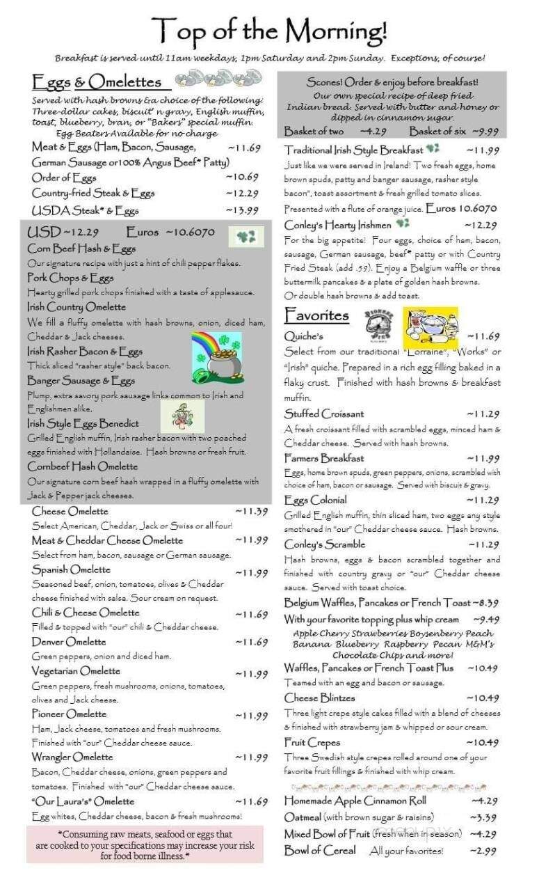 Conley's Place Restaurant - Spokane Valley, WA menu_pic