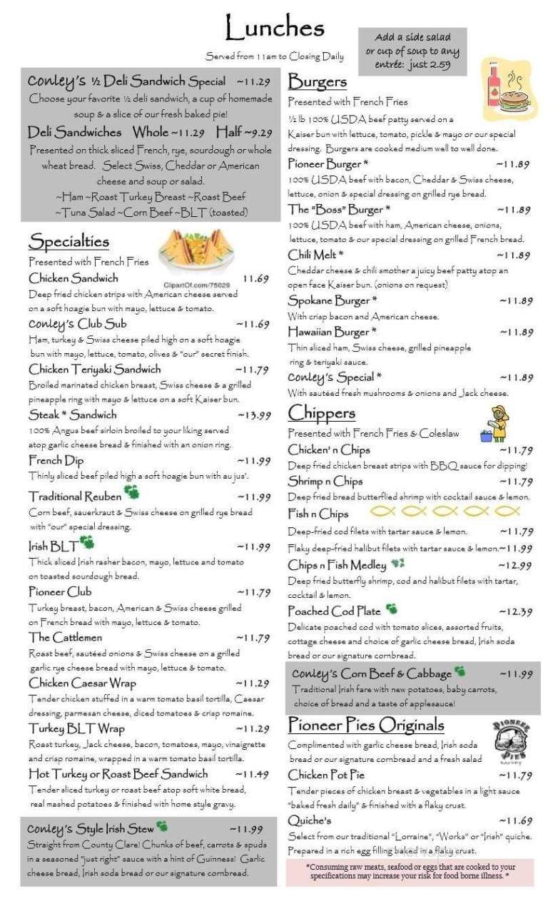Conley's Place Restaurant - Spokane Valley, WA menu_pic