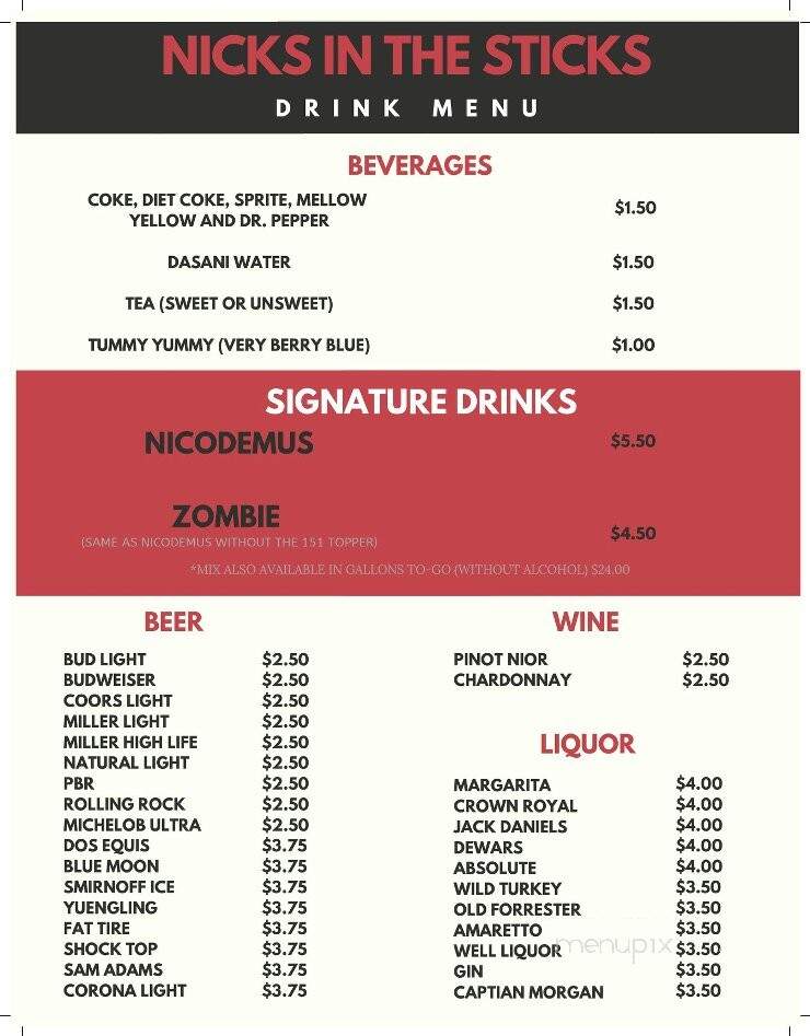 Nick's Original Filet House - Tuscaloosa, AL menu_pic
