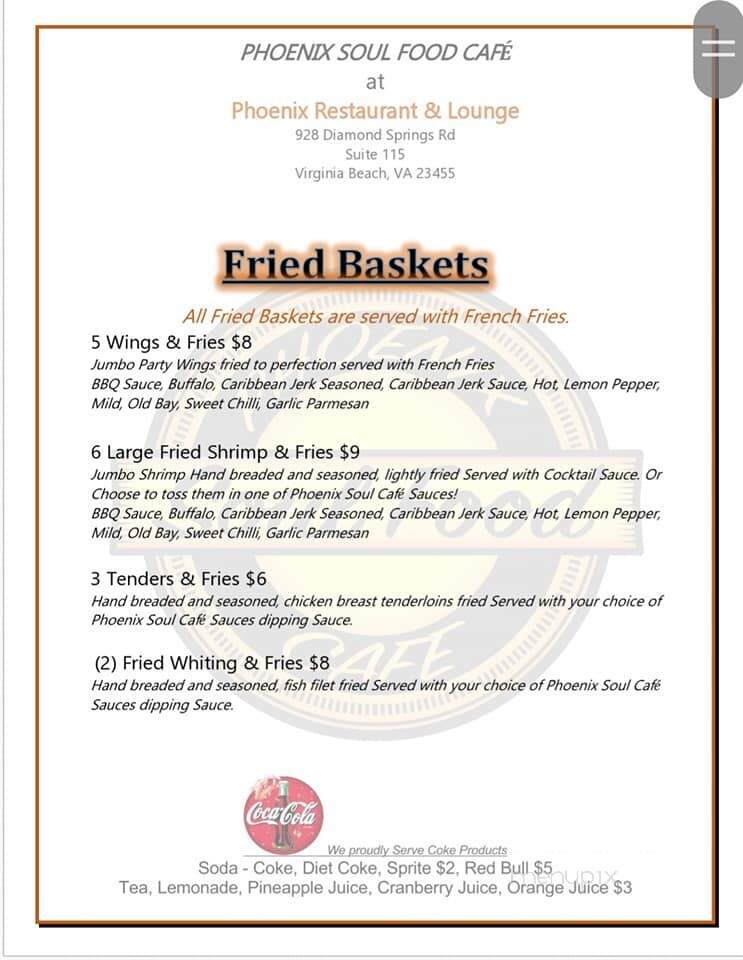 Phoenix Restaurant & Lounge - Virginia Beach, VA menu_pic