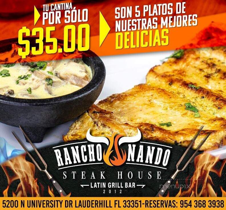 Rancho Nando Steak House - Lauderhill, FL menu_pic