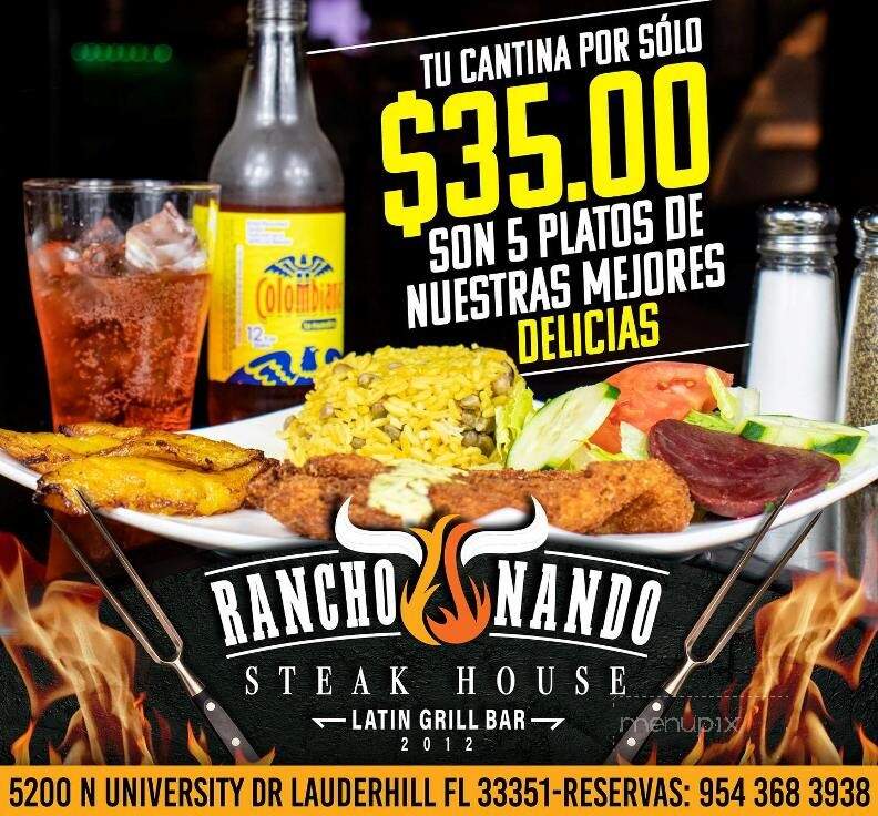Rancho Nando Steak House - Lauderhill, FL menu_pic