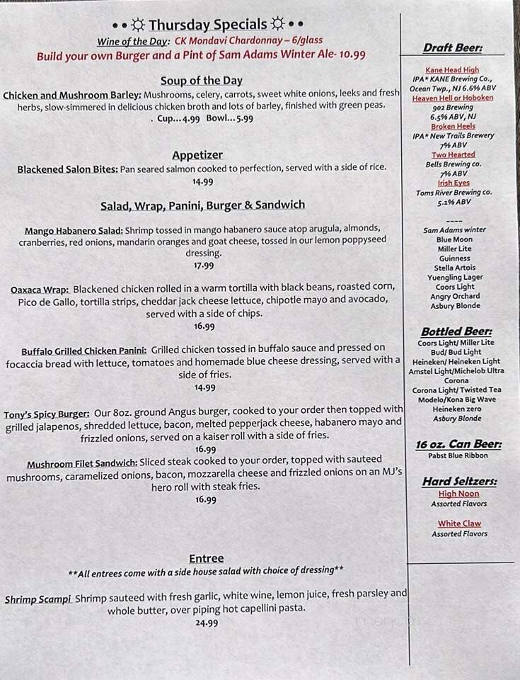 MJs Long - Long Branch, NJ menu_pic