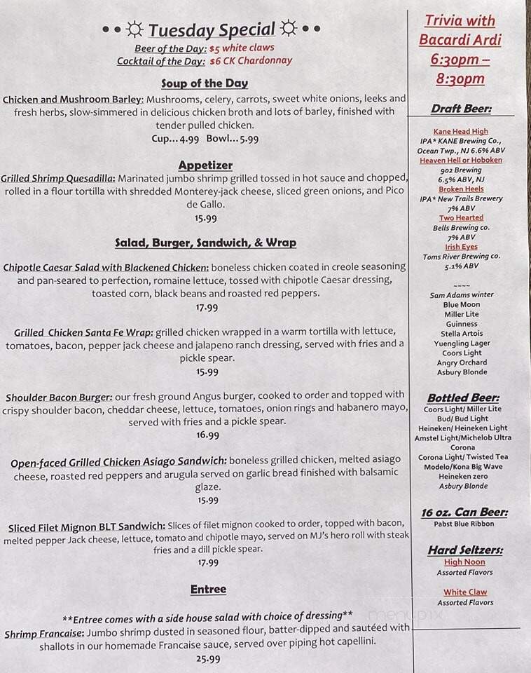 MJs Long - Long Branch, NJ menu_pic