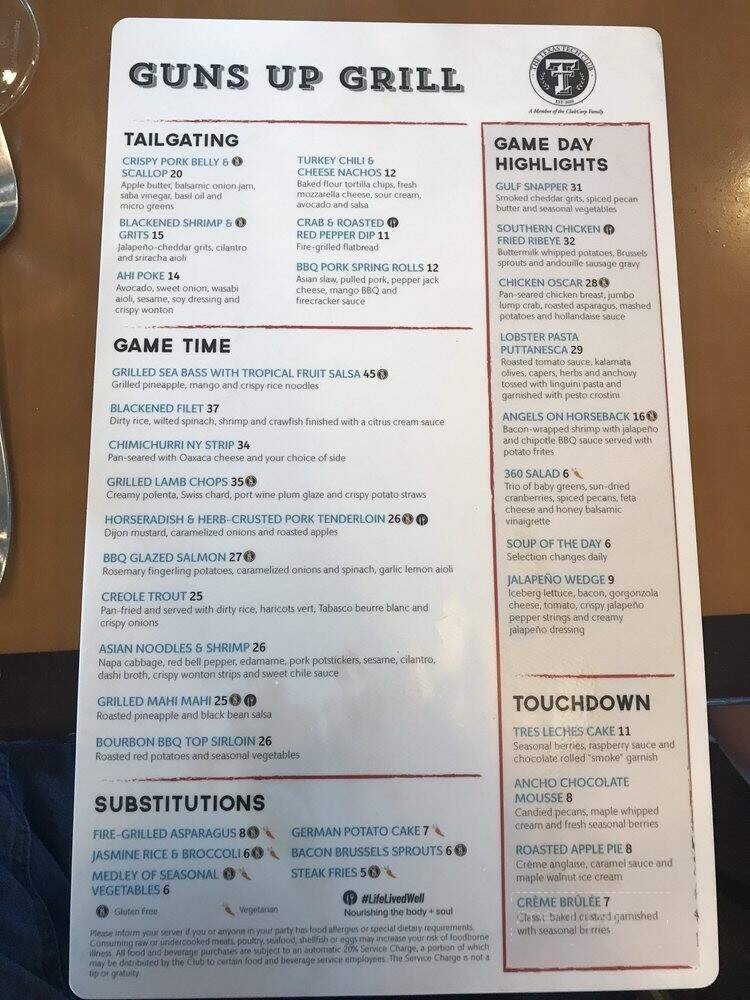 Texas tech club - Lubbock, TX menu_pic