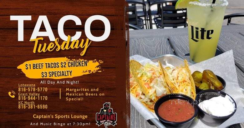 Captain's Sports Lounge - Grain Valley, MO menu_pic