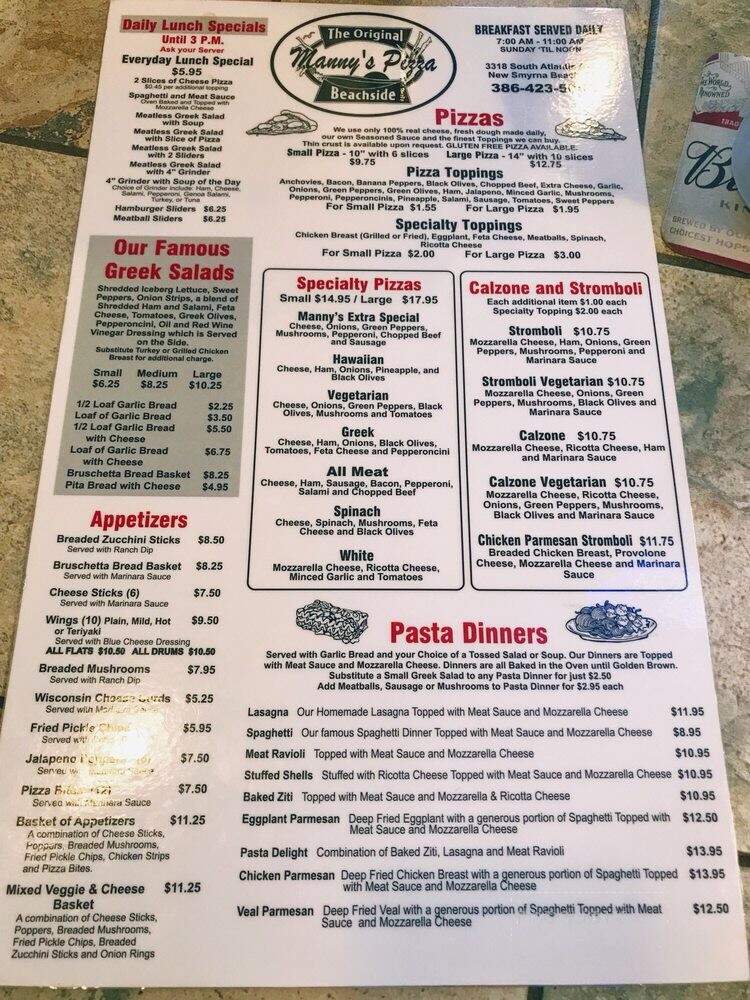 Manny's Pizza Beachside - New Smyrna Beach, FL menu_pic