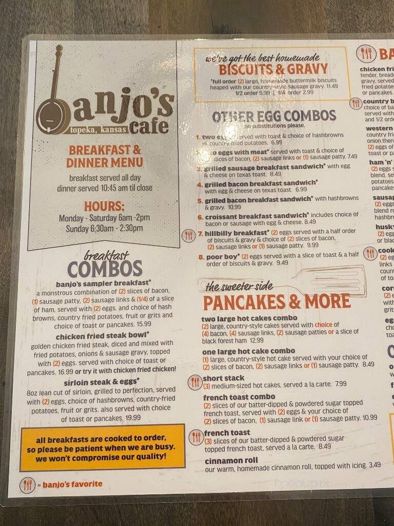 Banjo's Cafe' - Topeka, KS menu_pic