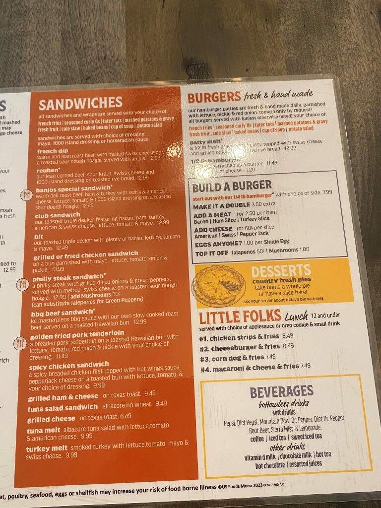 Banjo's Cafe' - Topeka, KS menu_pic