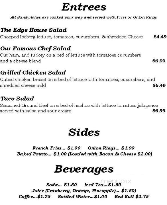 Edge Bar & Grill - Florence, SC menu_pic