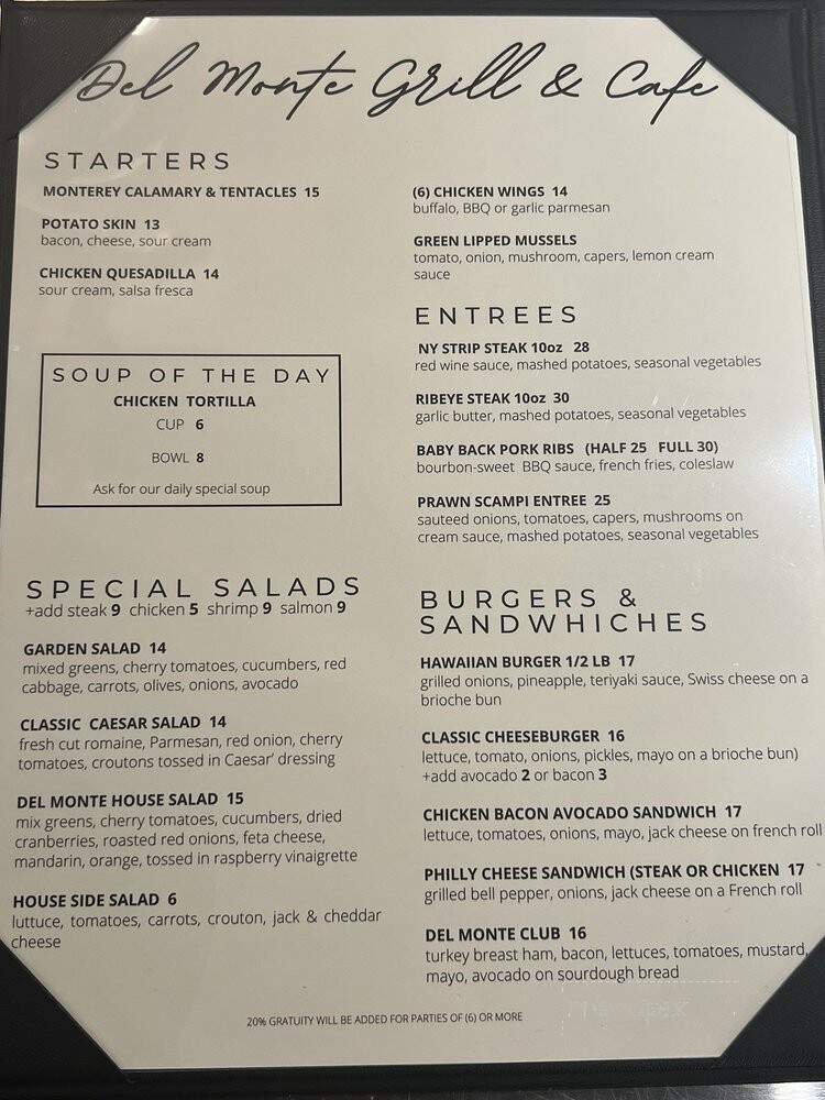 Del Monte Cafe - Seaside, CA menu_pic
